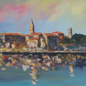 Porec Skyline mit Turm der Euphrasius-Basilika