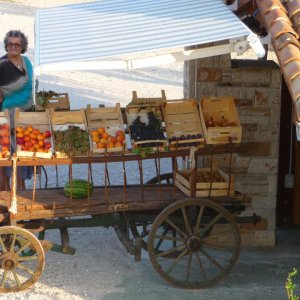 Istrien: ROVINJ > Eine Bäuerin verkauft ihre Produkte am Straßenrand