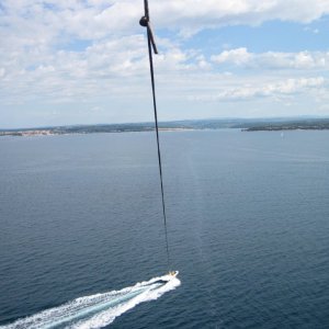 Istrien:Porec>Parasail aus der Vogelperspektive