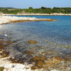 Istrien: LIZNJAN > wilder Strand beim Hafen von Sisan