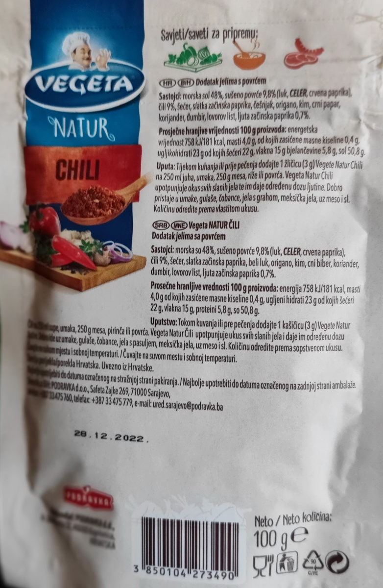 Vegeta - Chili-Rückseite